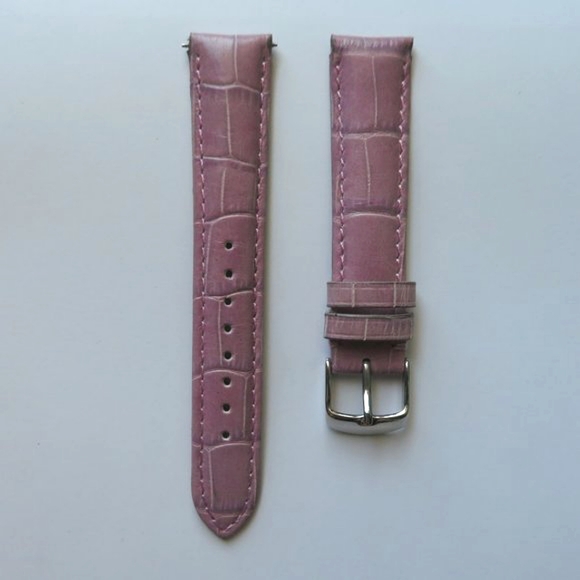 18mm Croc Embossed Mauve Pink Leather Watch Strap Replacement Band - Picture 6 of 12
